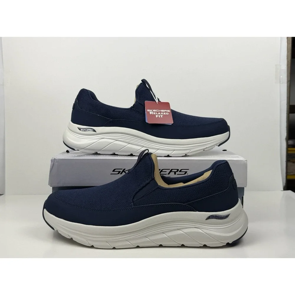 Skechers‎ Arch Comfort Flex Men's Size 13 Slip-On Shoes Navy Relaxed Fit 66751S